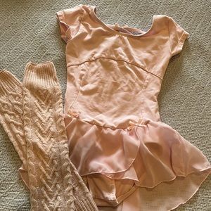 Pink dance leotard and leg warmers